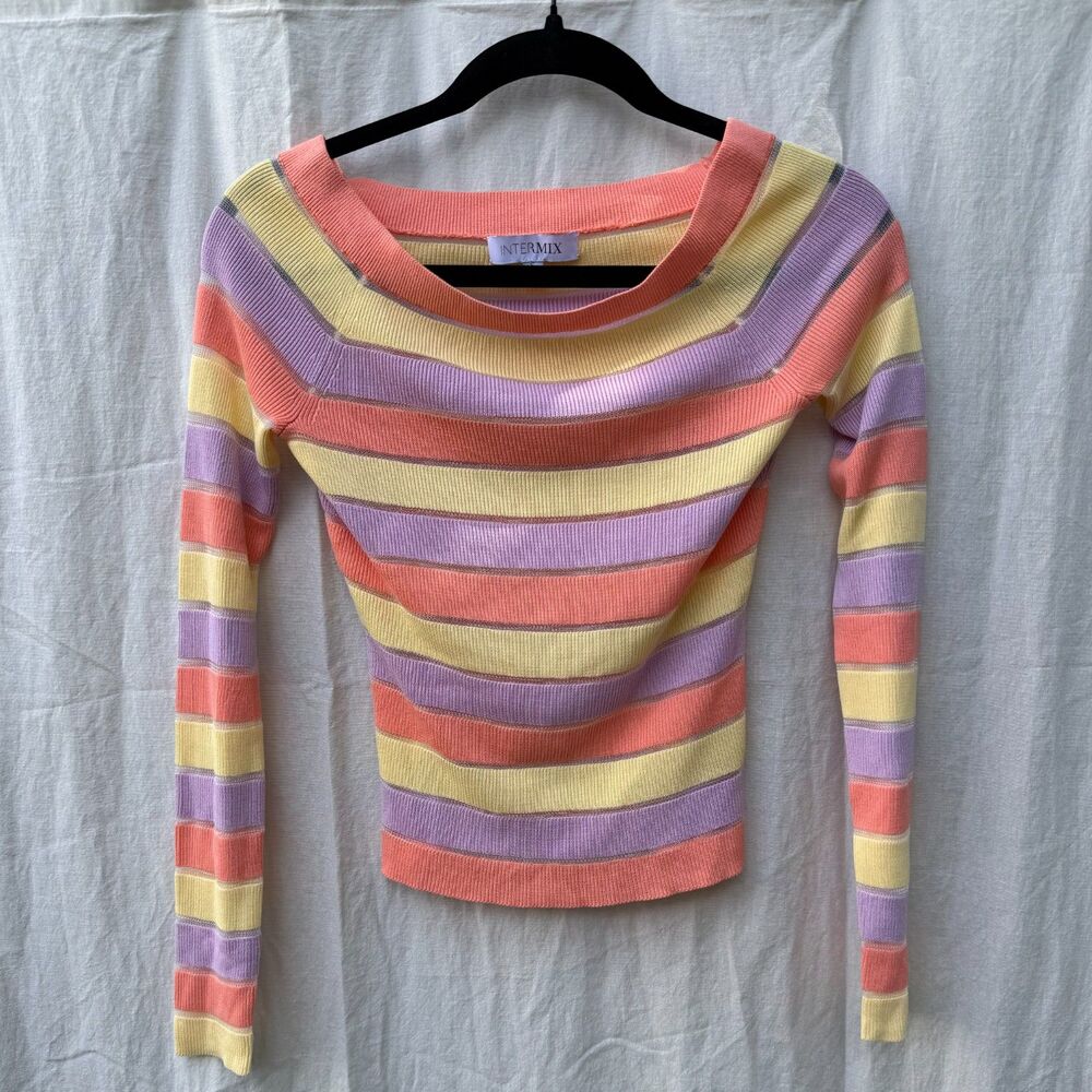 Intermix Delia Striped Knit Long Sleeve Top